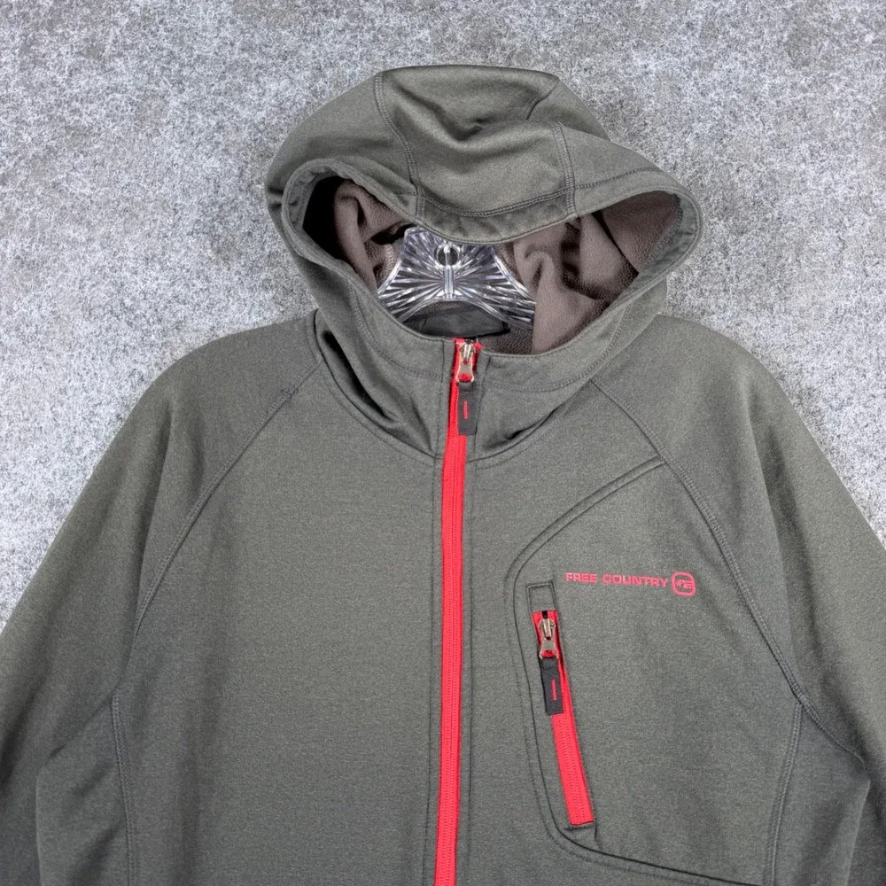 Free Country Boys L 14/16 Black Softshell Hooded Jacket Fleece Lined Full Zip
